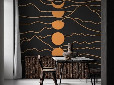 Moon Phases Mountains Black