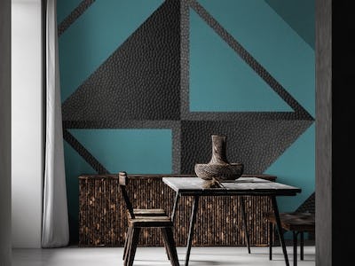 Teal Black Geometric Abstract