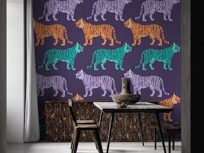 Three Tigers Purple Pattern