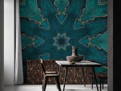 Turquoise Gold Marble Tile 3