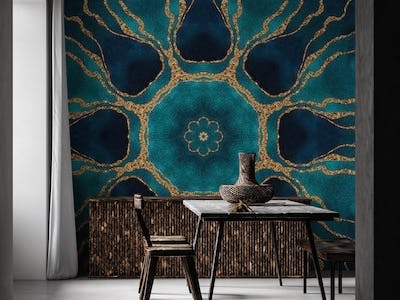 Turquoise Gold Marble Tiles 3