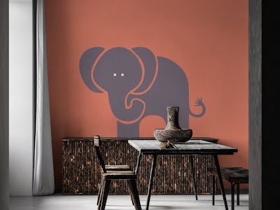 Coral orange kids room decor taupe elephant