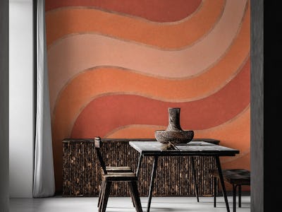 Warm Waves Mid Century Abstract Stripes Ombre