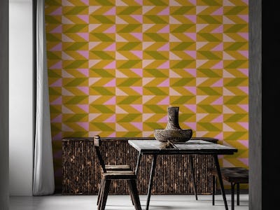 Geometric Shapes Pattern in Mustard and Pink