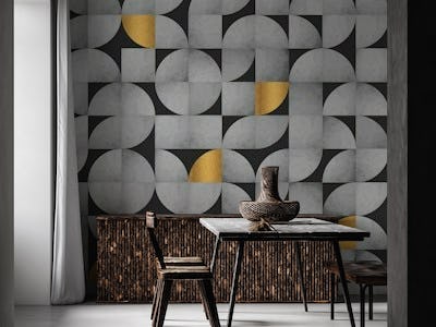 Mid-Century Concrete and Gold Pattern