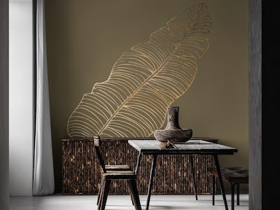 Jumbo Palm Leaf in Taupe Brown