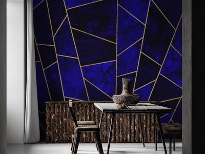 Deep Sapphire Blue and Gold Luxury Tiles