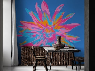 DAHLIA BURSTS Abstract Floral Single - Blue