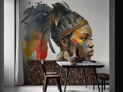 Watercolor African Warrior Woman #7