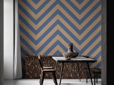 Chevron pattern in beige and navy blue