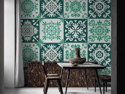 Spanish tile in jungle and emerald