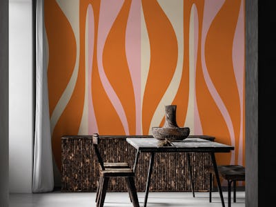 Mid Century Modern Lounge Orange Pink Ogee