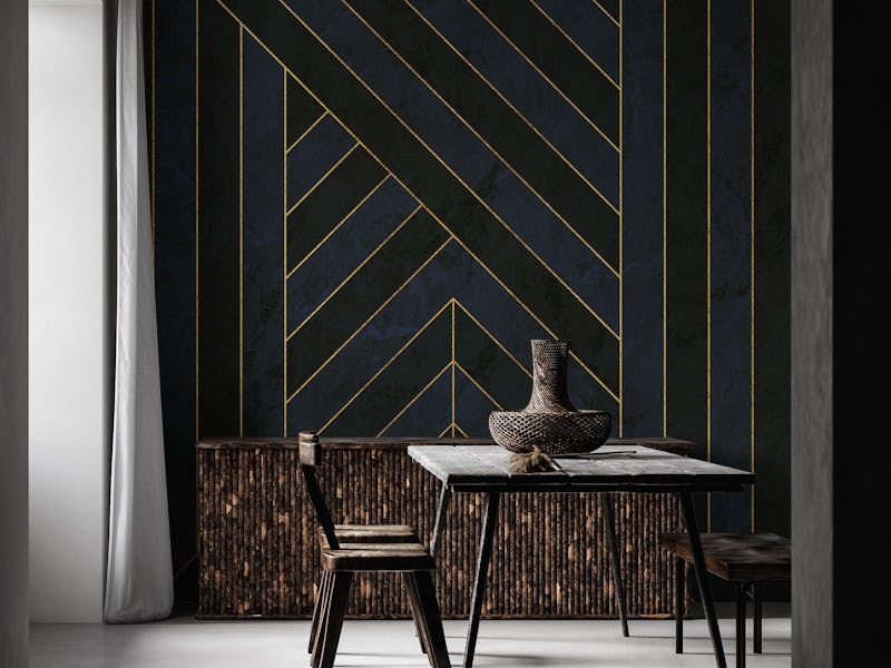 Navy Blue Luxury Line Art Mosaic