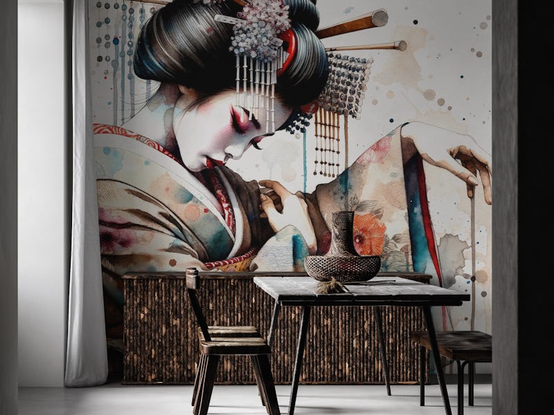 Watercolor Geisha Dancer #1