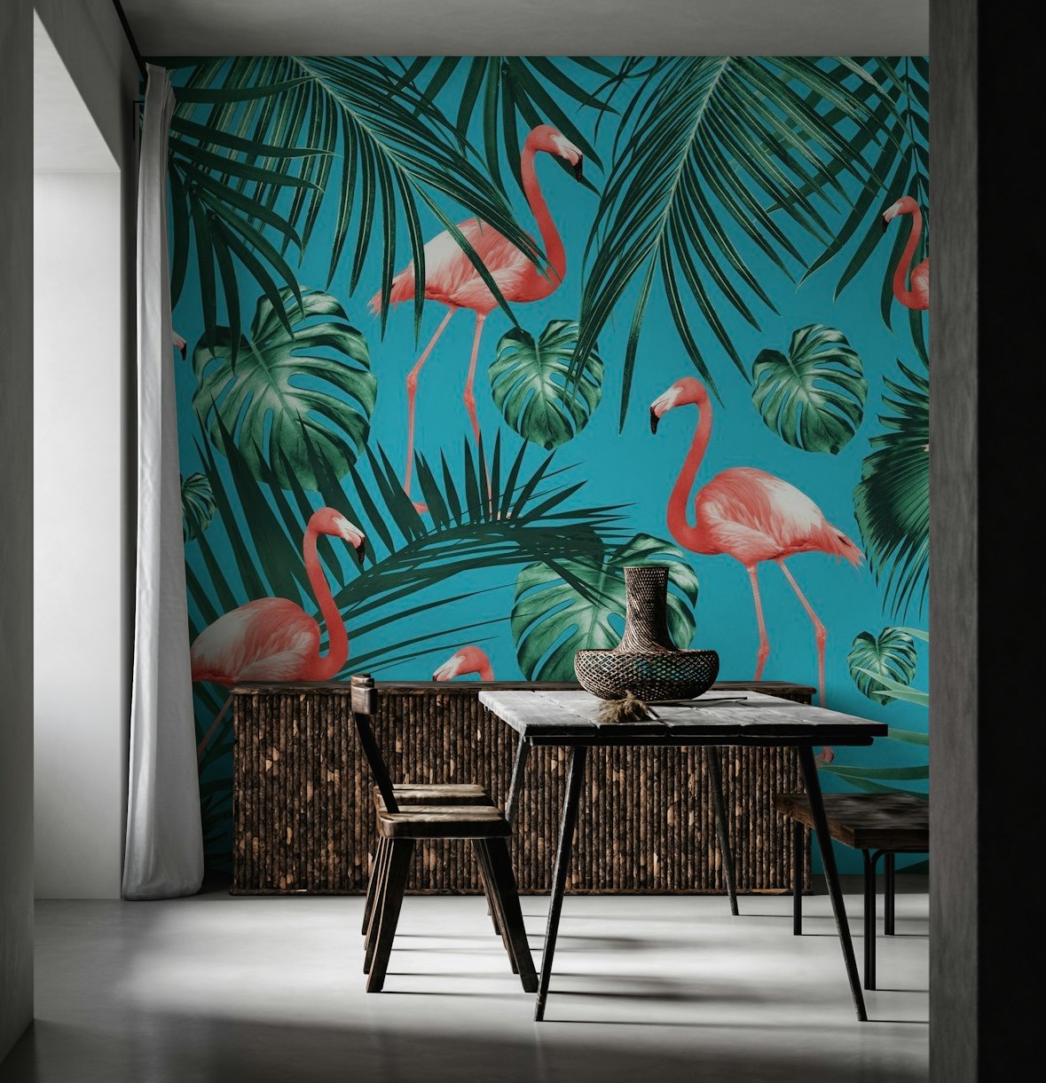 Tropical Flamingo Pattern 8 wallpaper