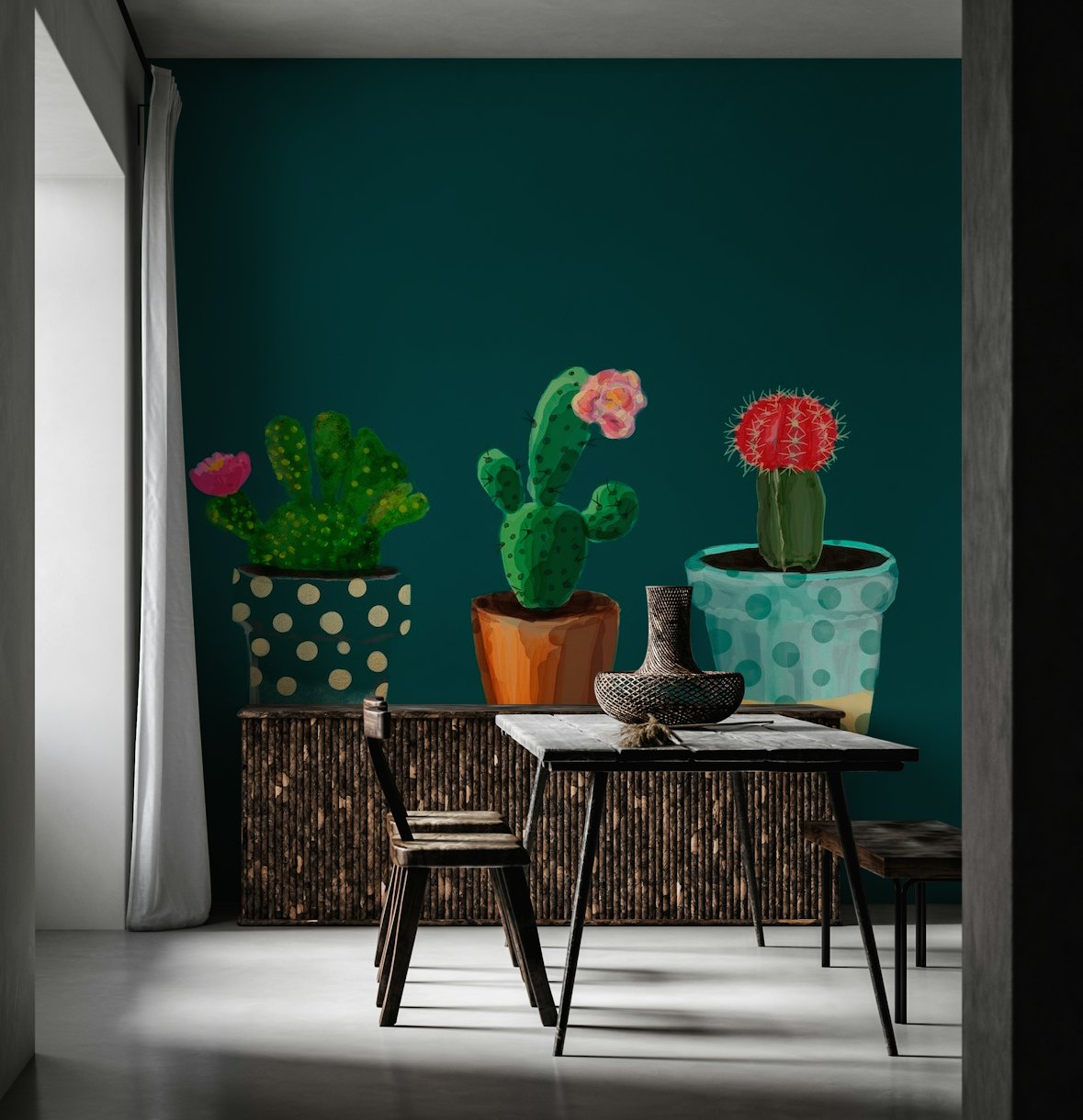 Three Cacti Green 2 wallpaper