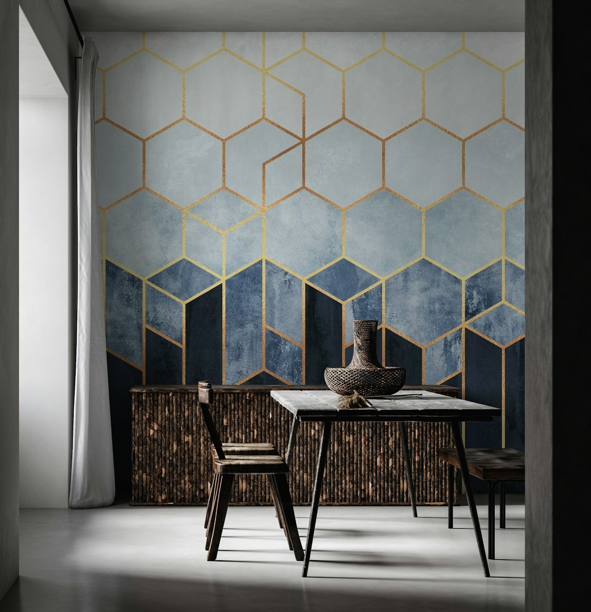 Soft Blue Hexagons wallpaper