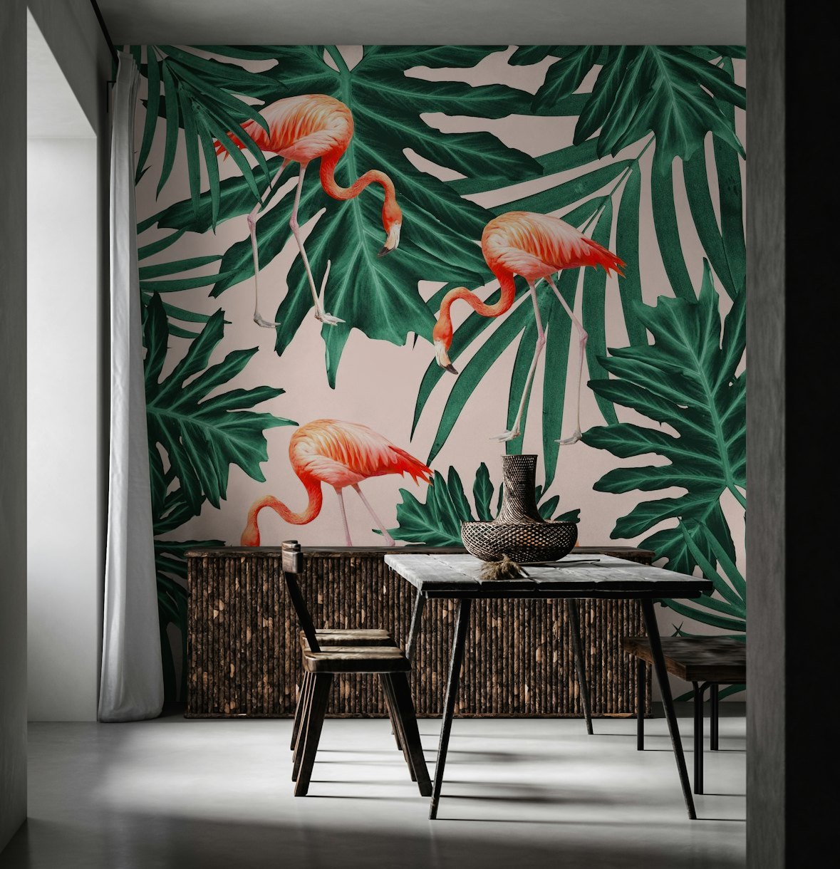 Summer Flamingo Jungle Vibes 1 papel pintado