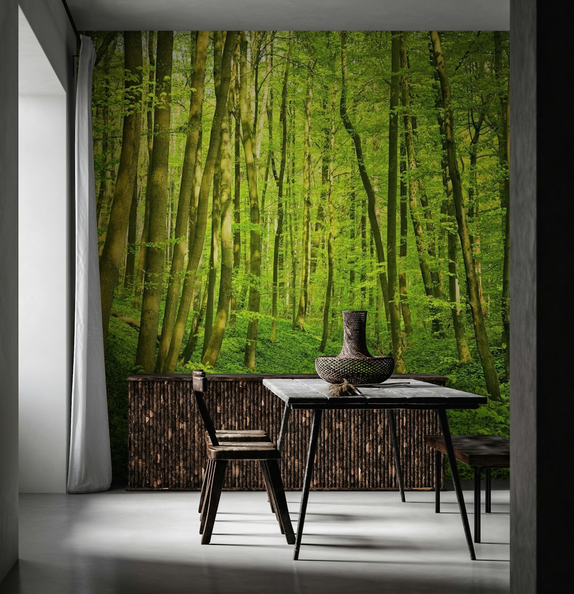 Green forest path wallpaper