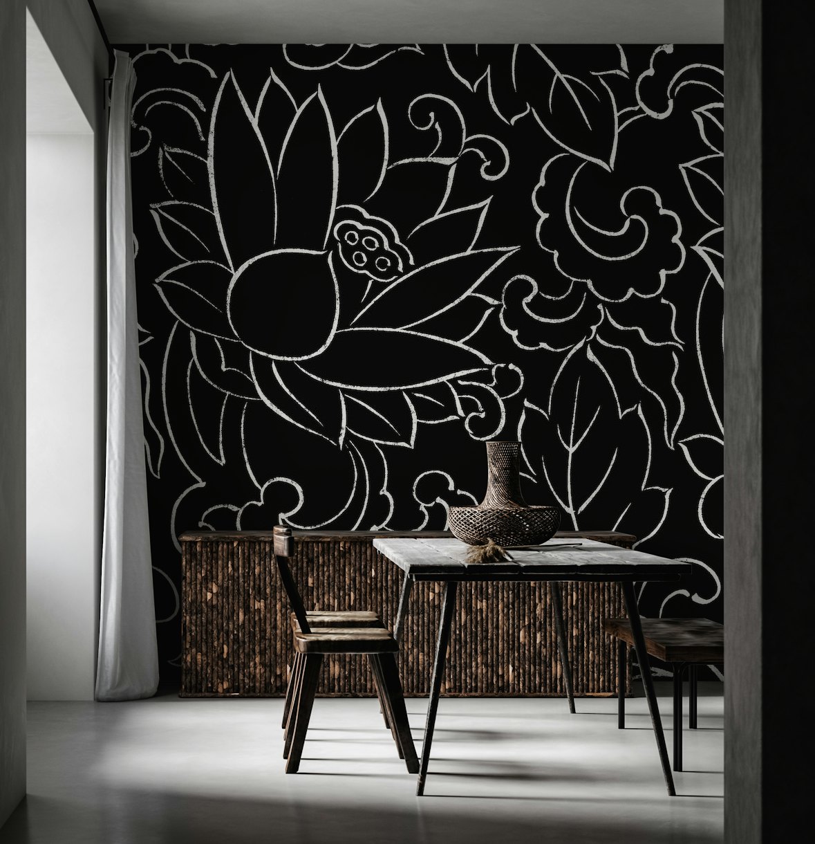 Lotus Flowers on Black wallpaper