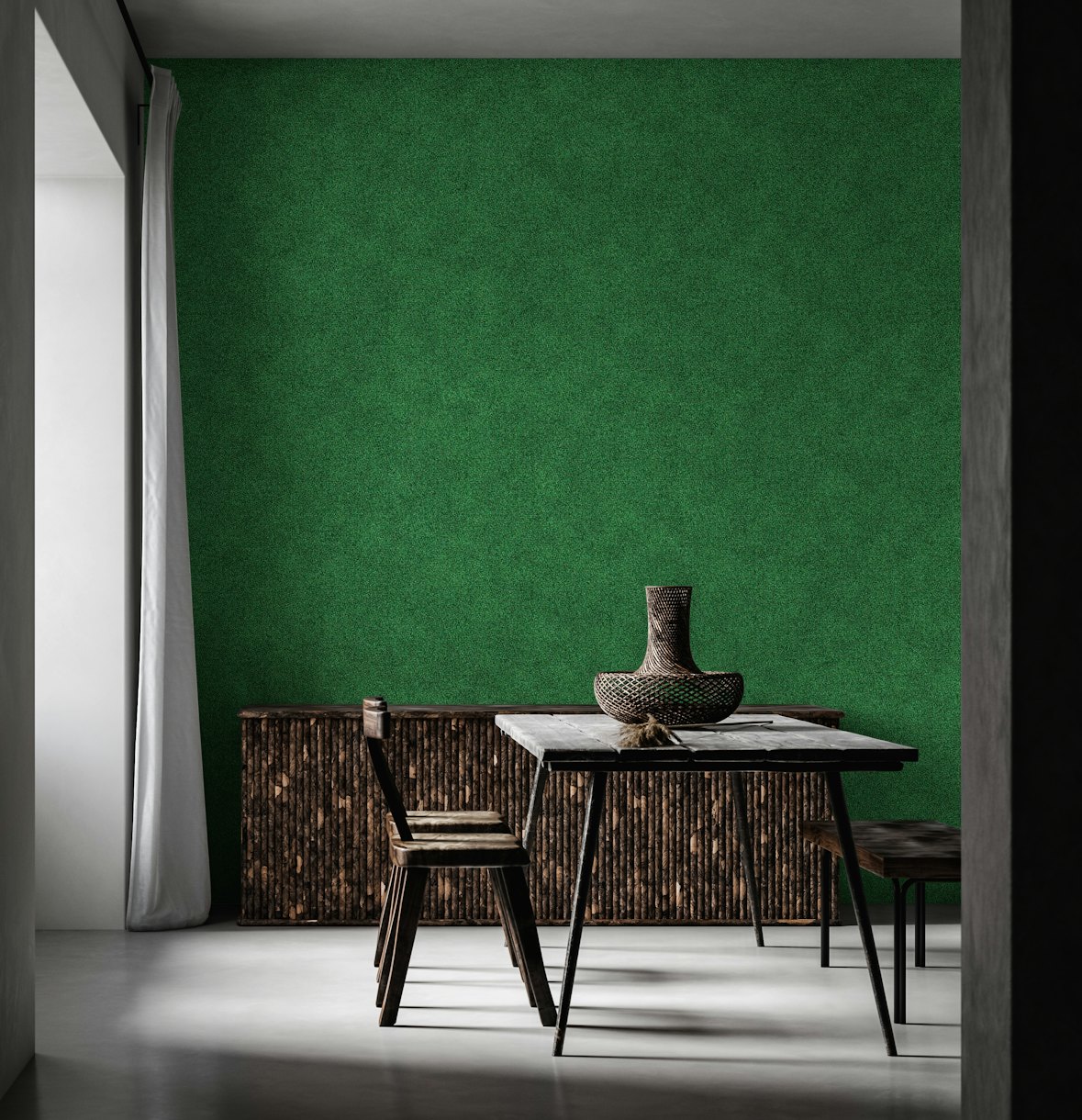 Velvet texture green wallpaper - Happywall