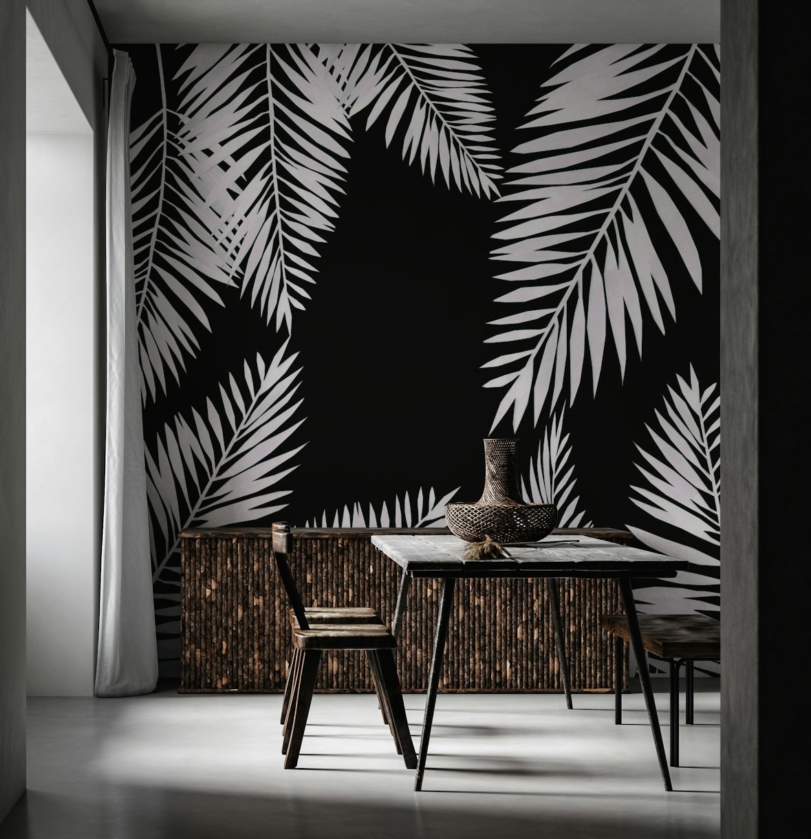 Tropical  Leaves Black wallpaper