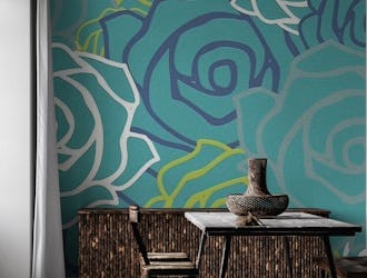Teal Rose Pattern Contemporary