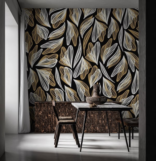 Luxury golden leaves wallpaper - Happywall