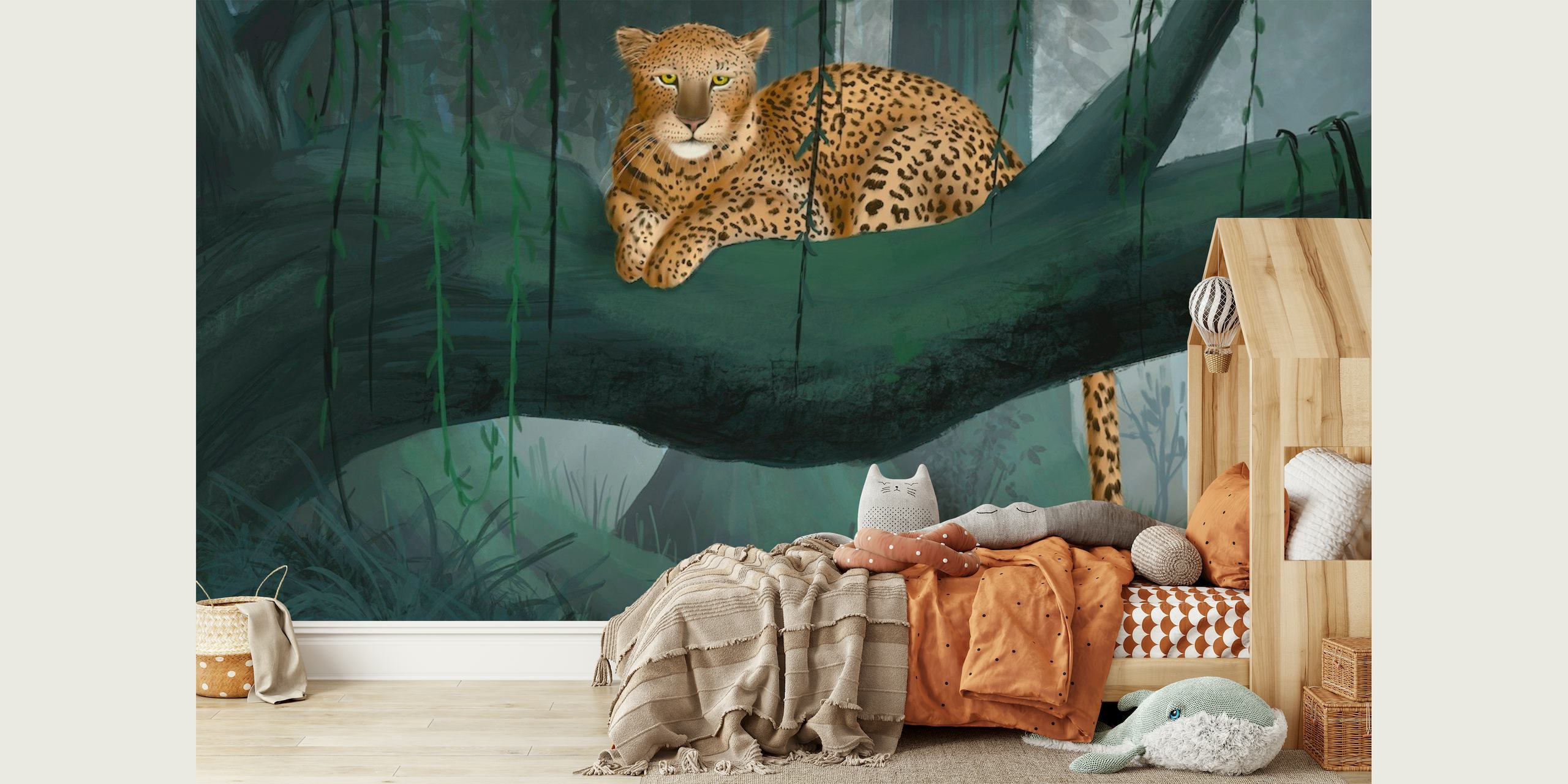 Leopard in jungle behang