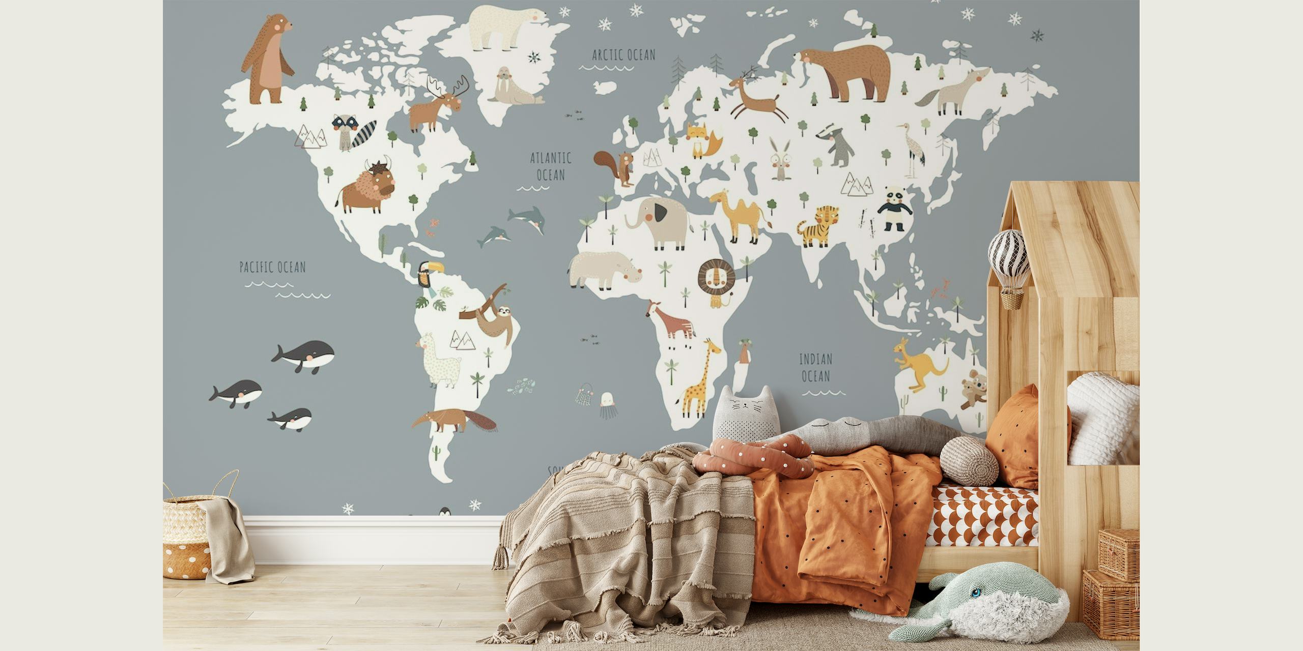 World Map mural for kids papel de parede