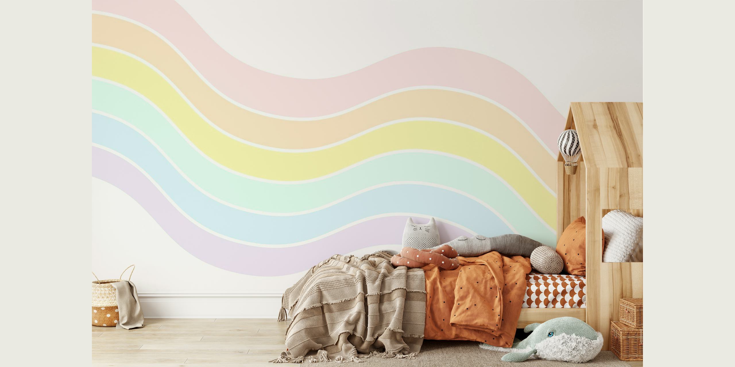 Soft Pastel Rainbow Wavy papel de parede