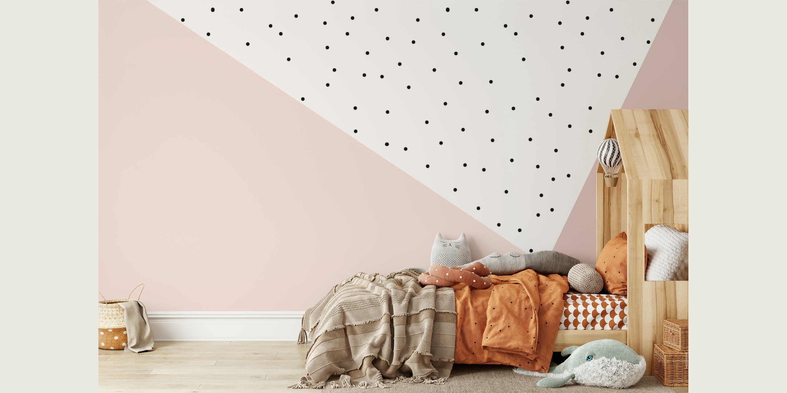 Geometric Pink Polka Dots behang