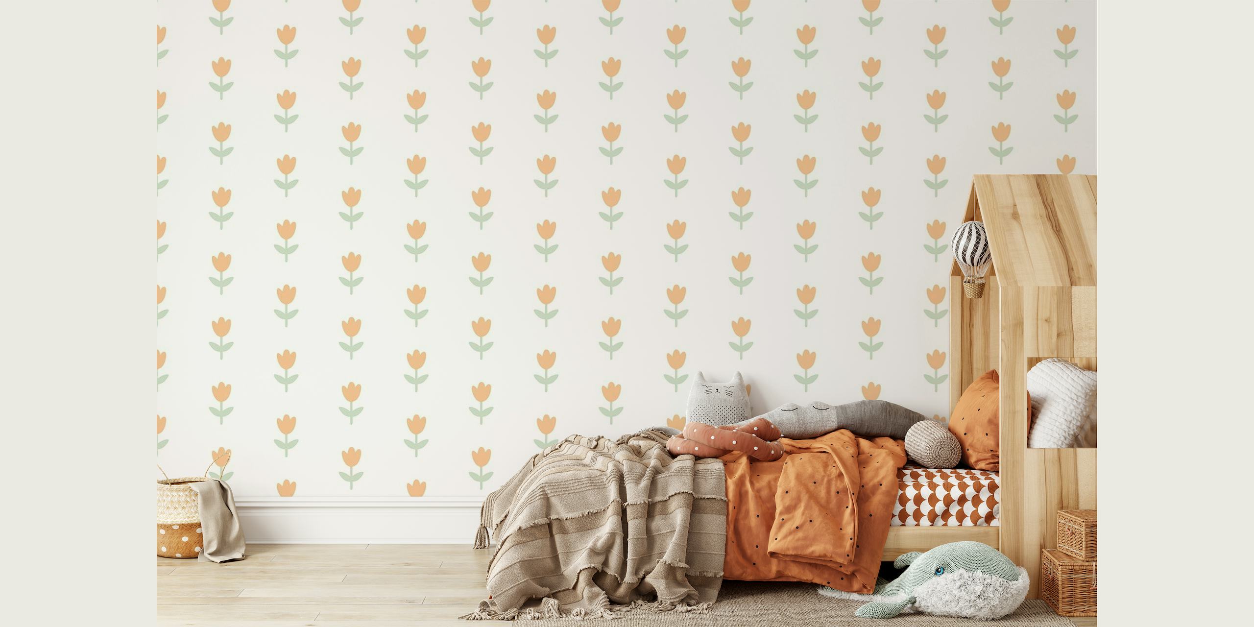 Soft Peach Tulip Pattern papel de parede