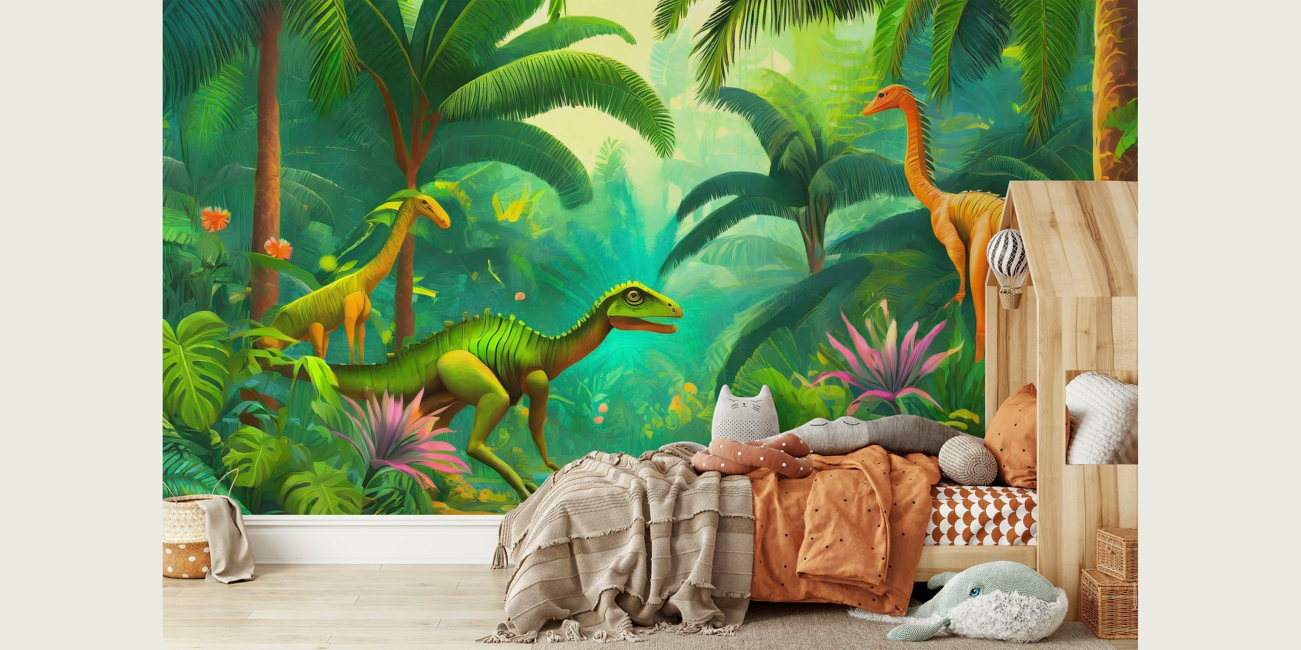 Dinosaur jungle behang