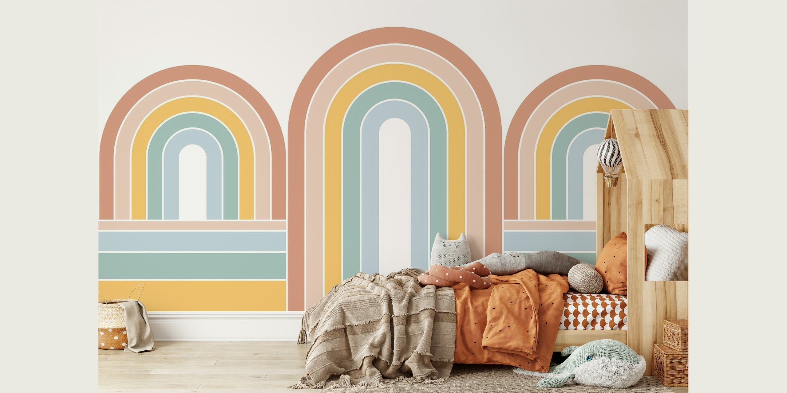 Modern Boho Rainbow Stripes papel de parede