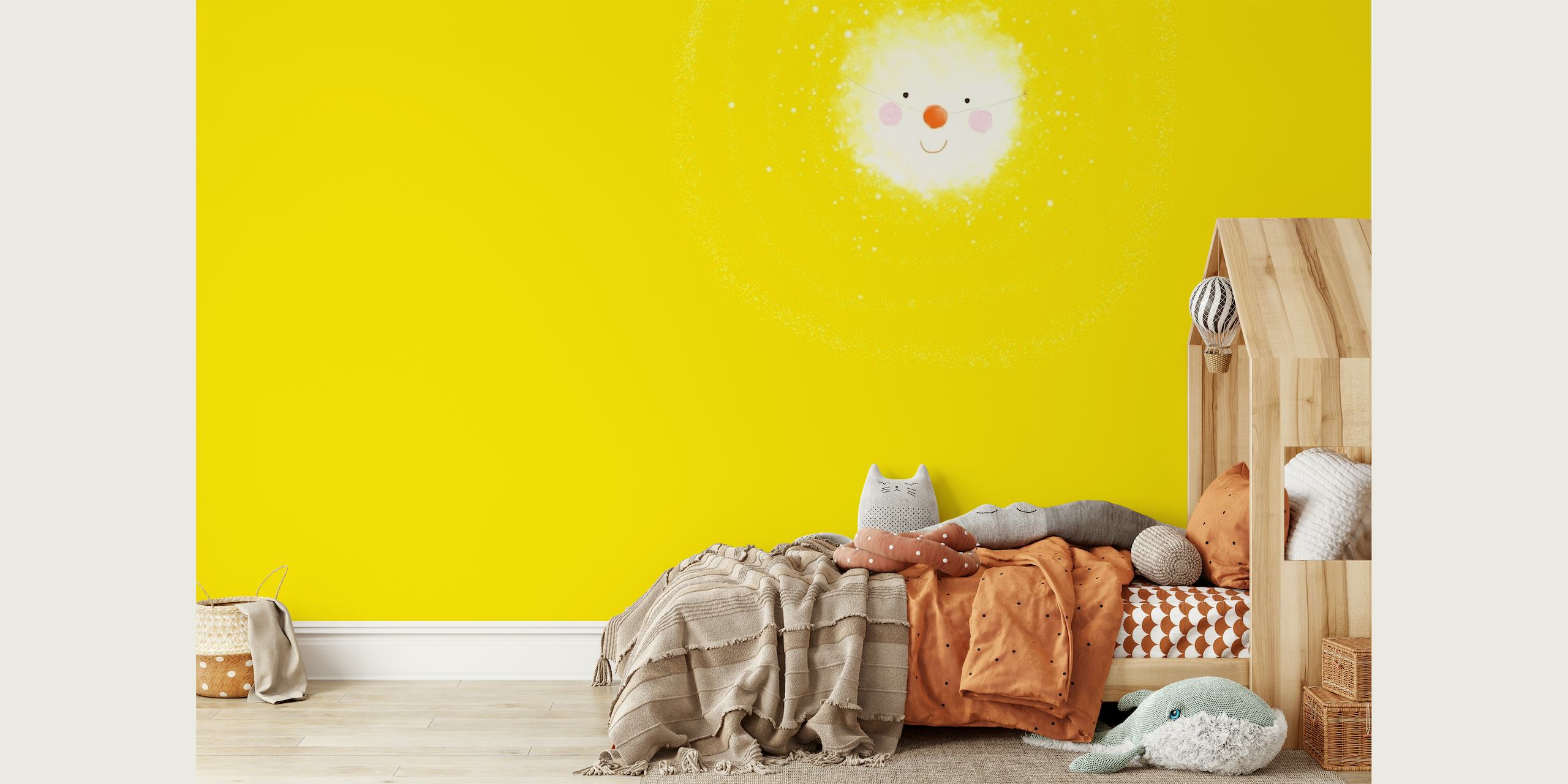 Happy Sunny Clown on yellow wallpaper