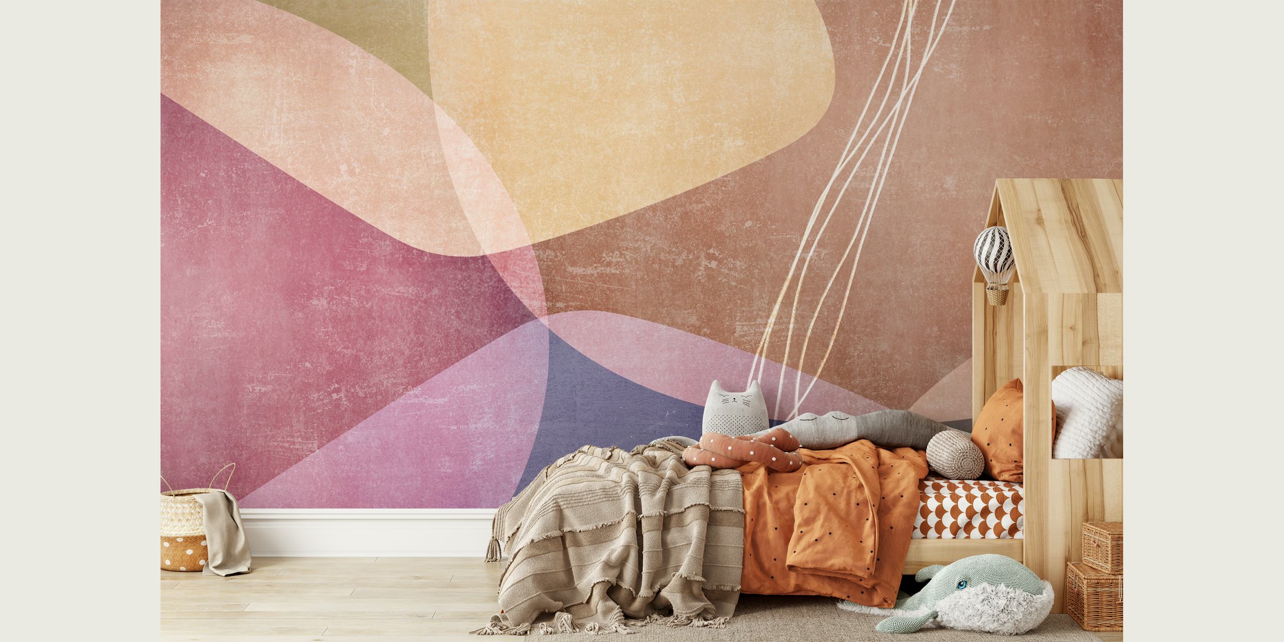 Organic Shapes Soft Tones Tapete in einem Raum