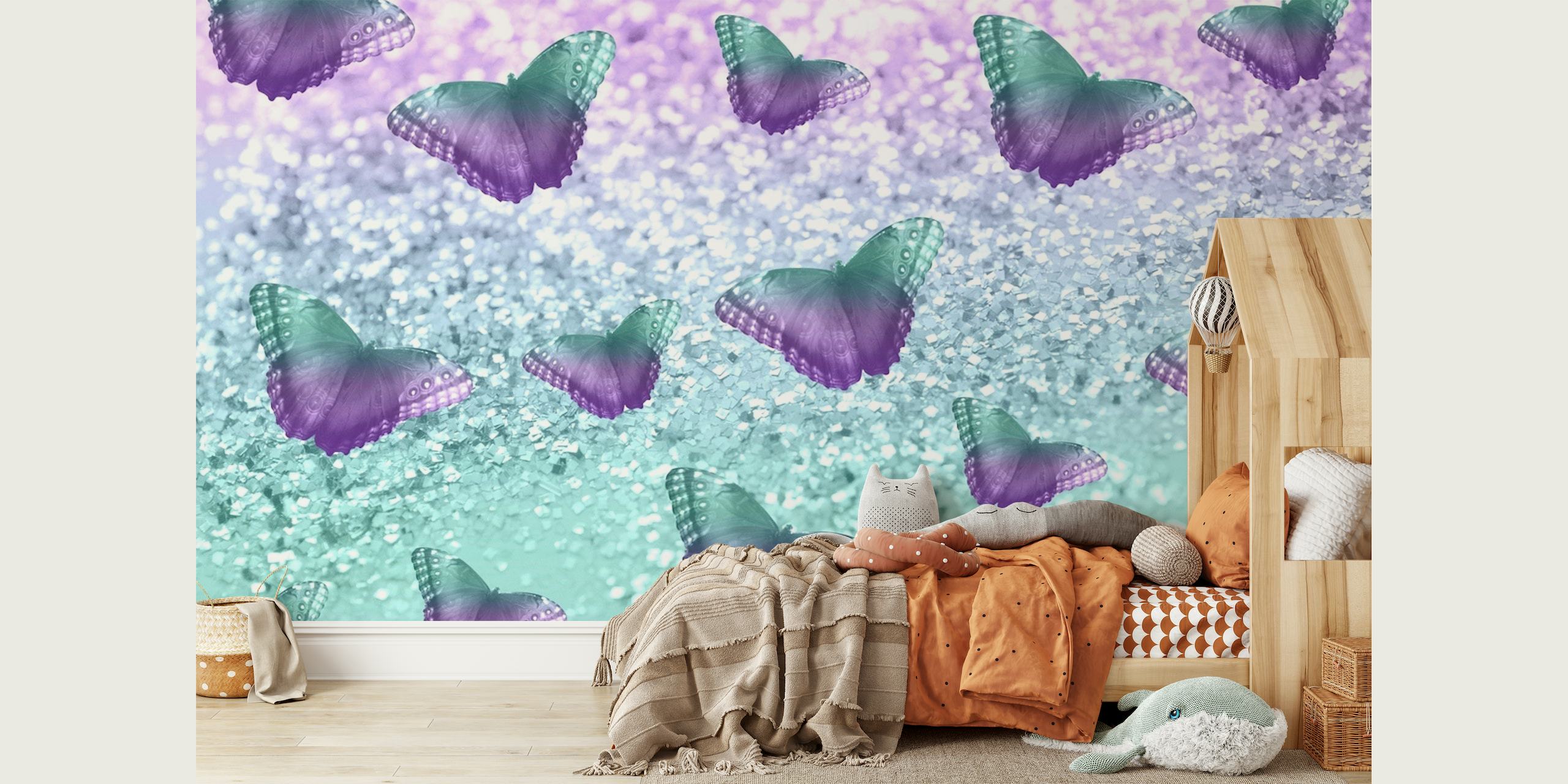 Mermaid Butterfly Glitter 1 ταπετσαρία
