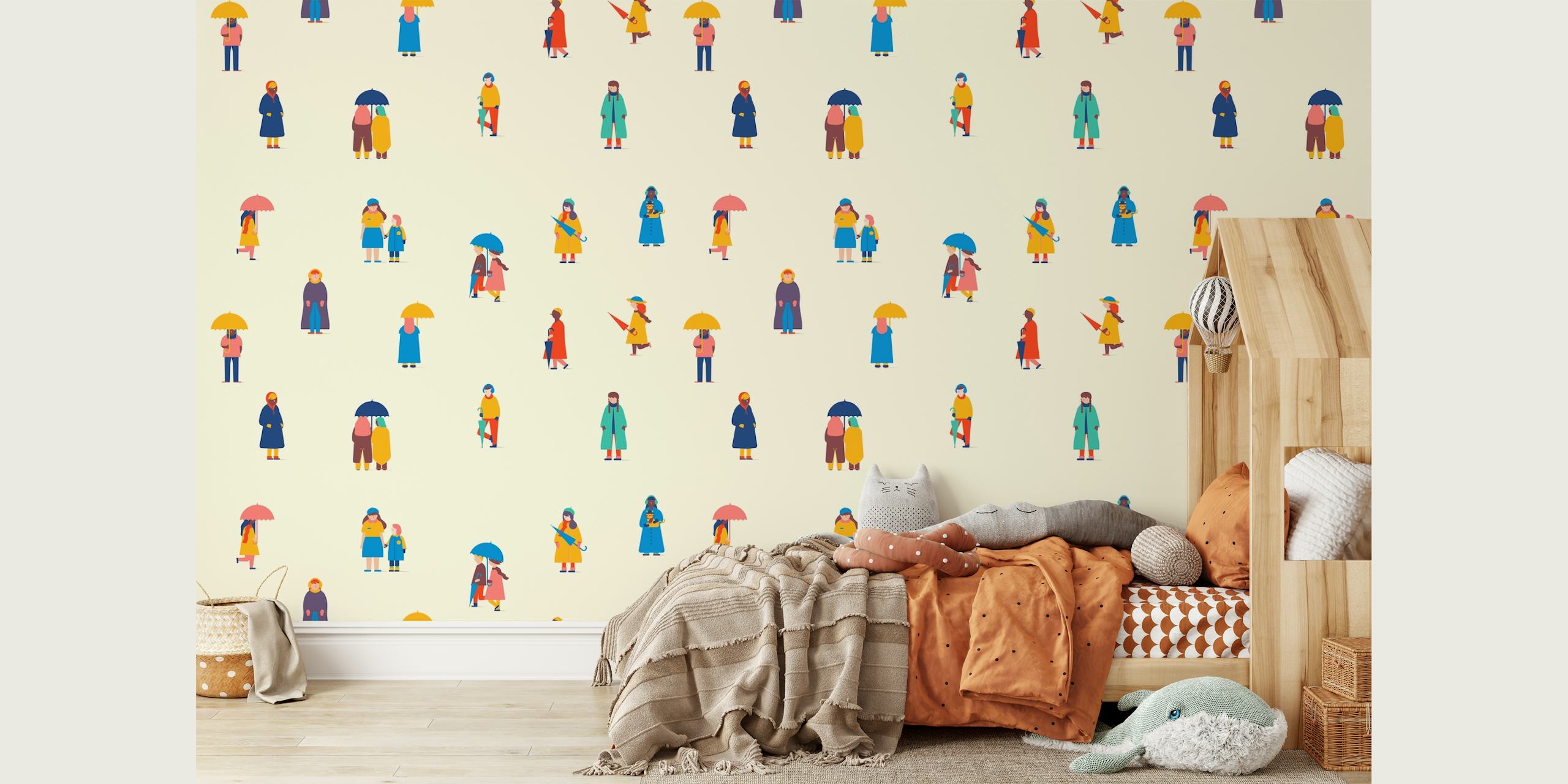 Winter Print behangontwerp met kleurrijke figuren