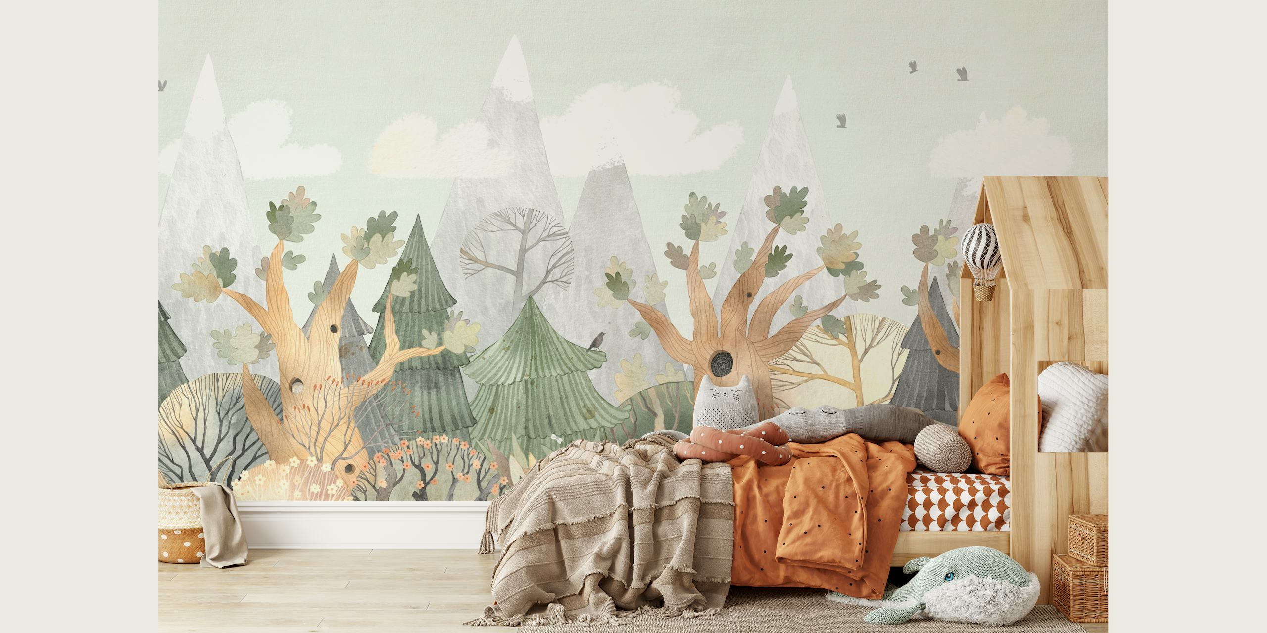 Carta da parati Storybook Forest Scene in una stanza