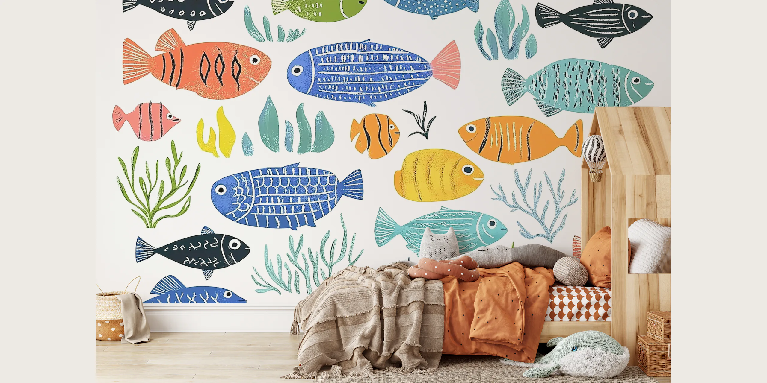 Colorful Fish Pattern Wallpaper