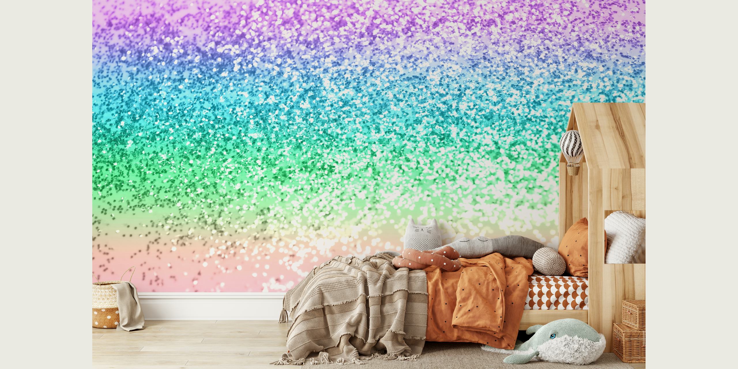 Rainbow Unicorn Glitter 4 wallpaper in a room