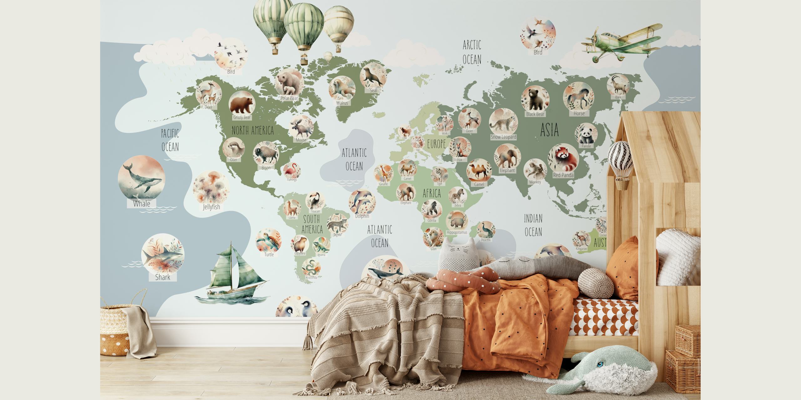 Adventure Wildlife Map tapet i et rum