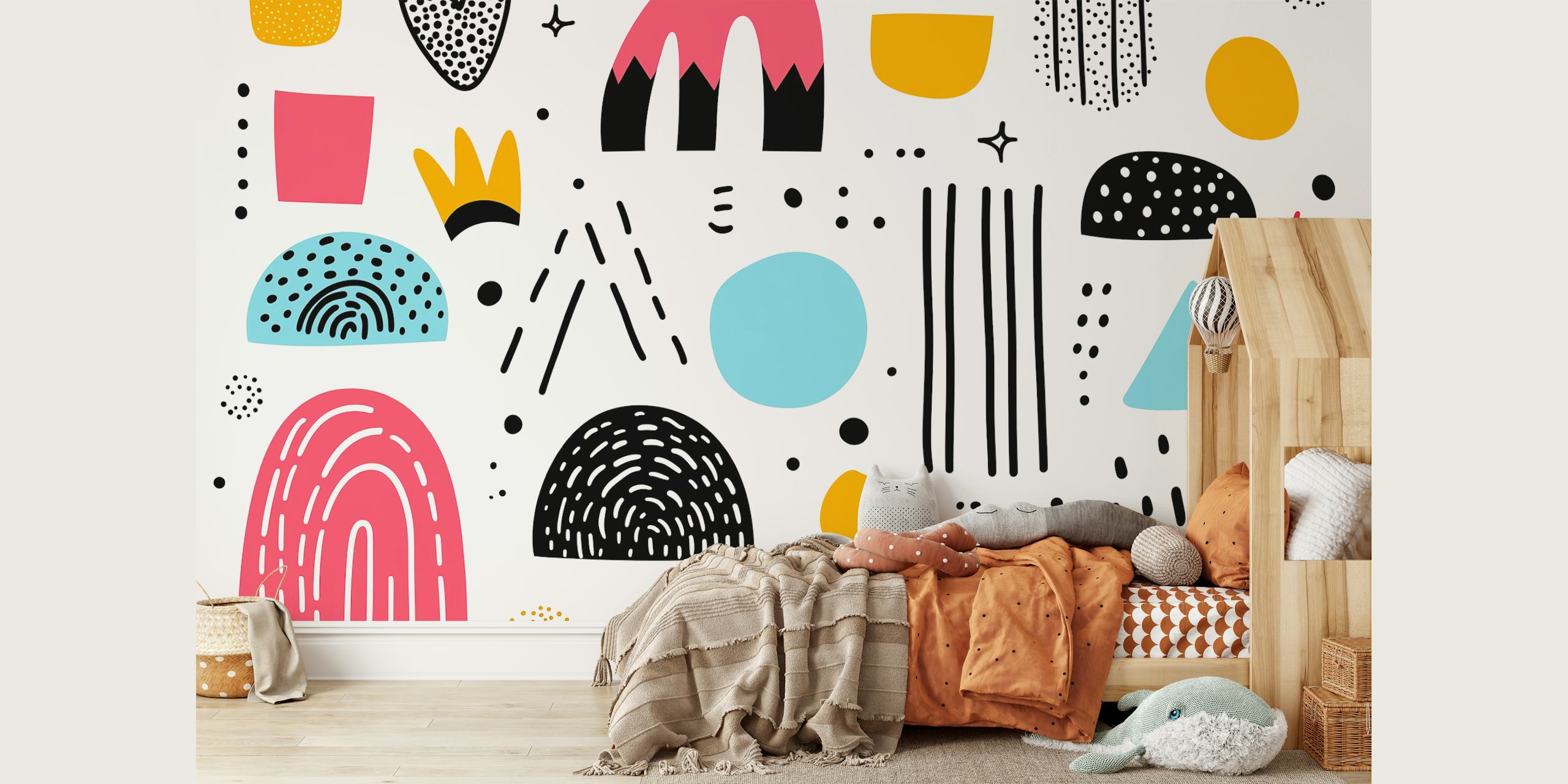 Playful Retro Motif tapet i ett rum