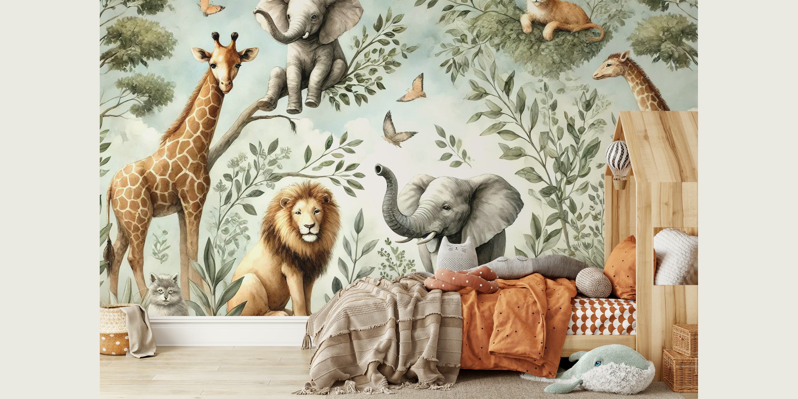 Tapeta Watercolor Safari Dreams w pokoju