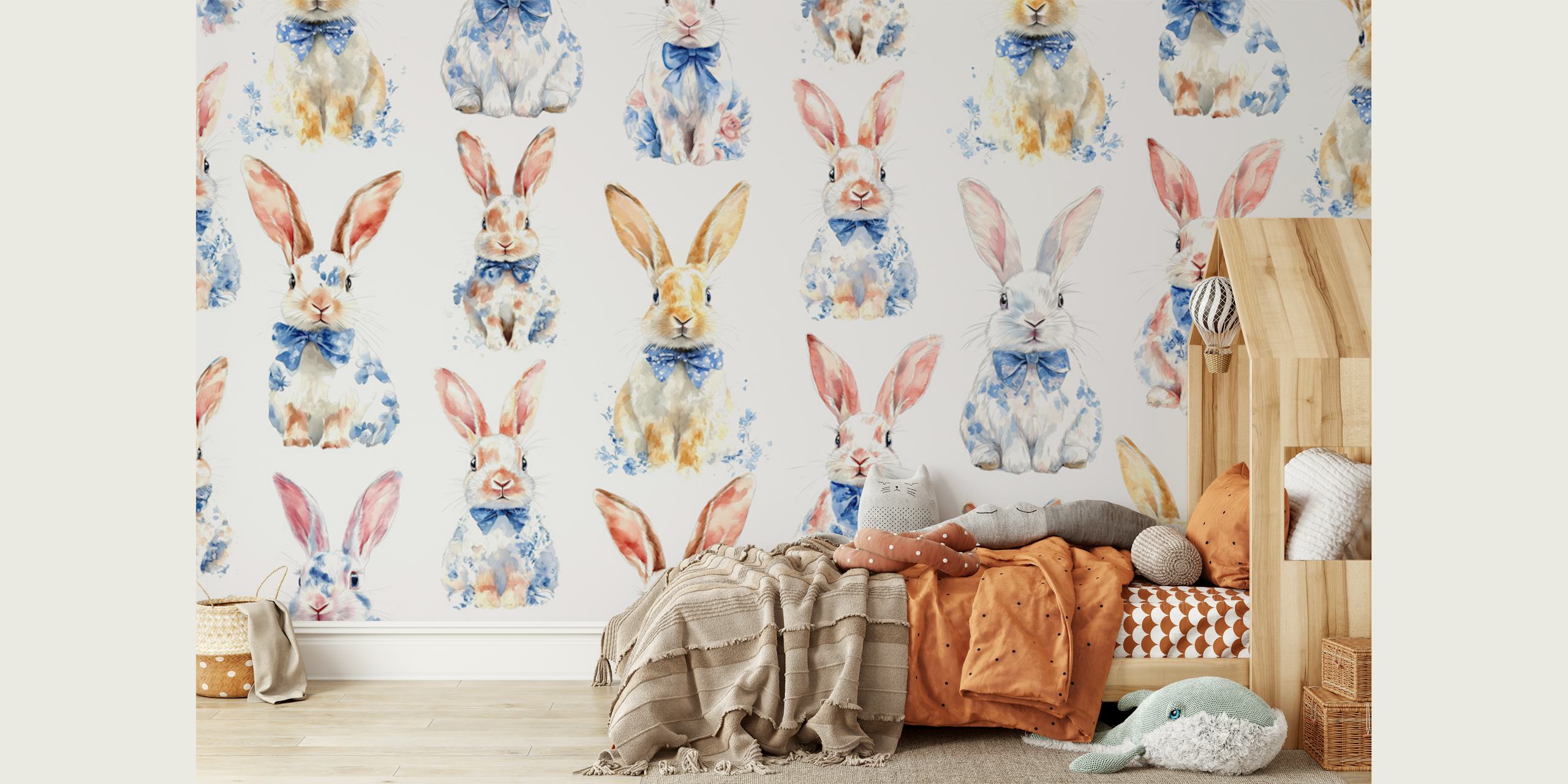 Ταπετσαρία Pastel Bunny Delight σε ένα ευτυχισμένο δωμάτιο