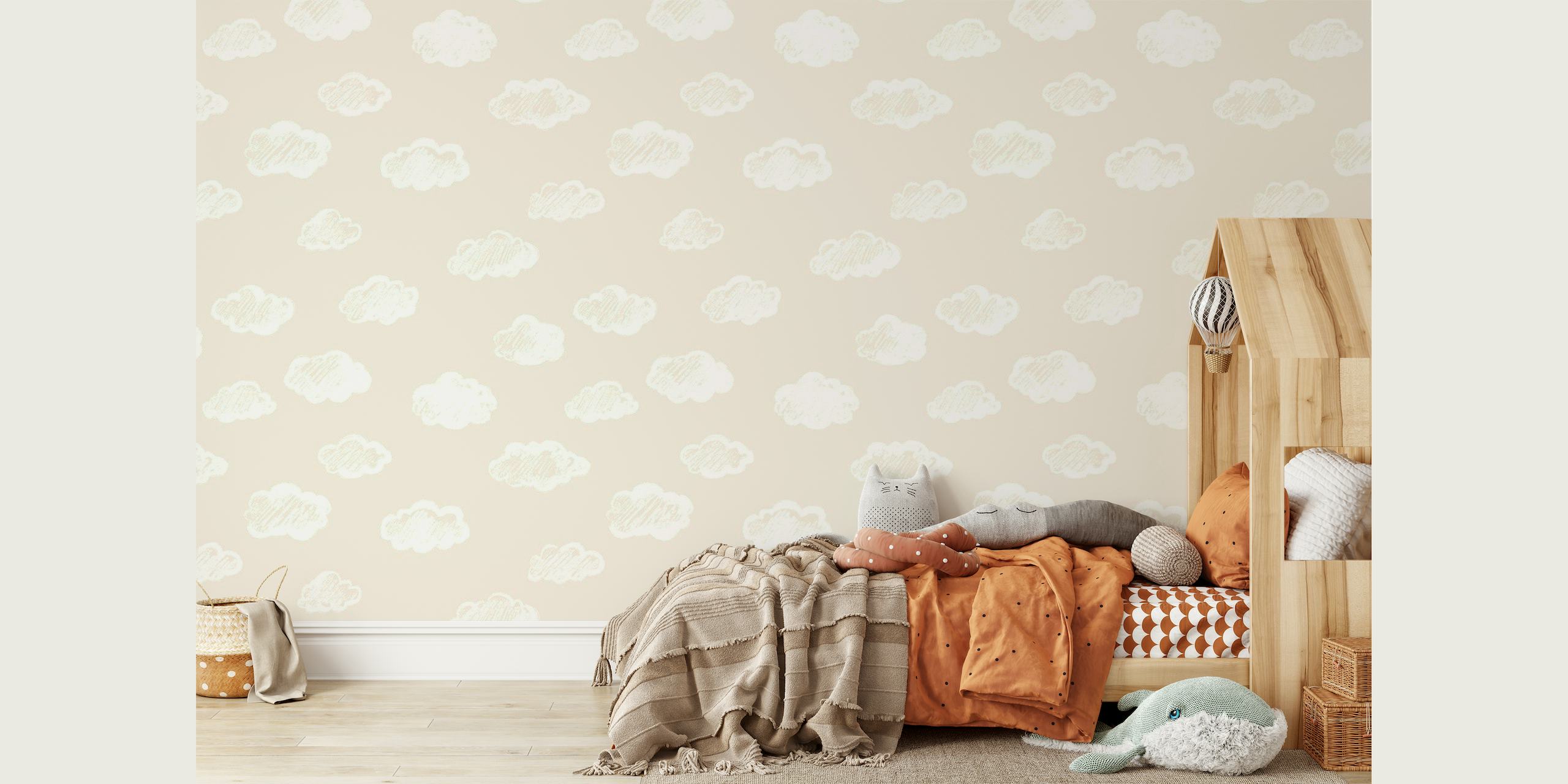 Chalk Clouds On Cream Beige wallpaper
