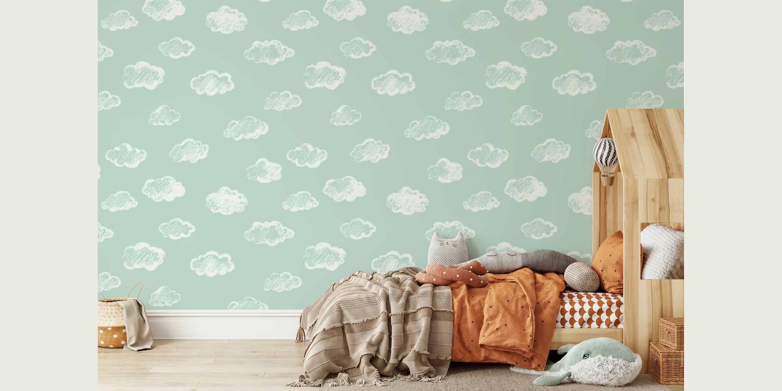 Chalk Clouds On Duck Blue wallpaper