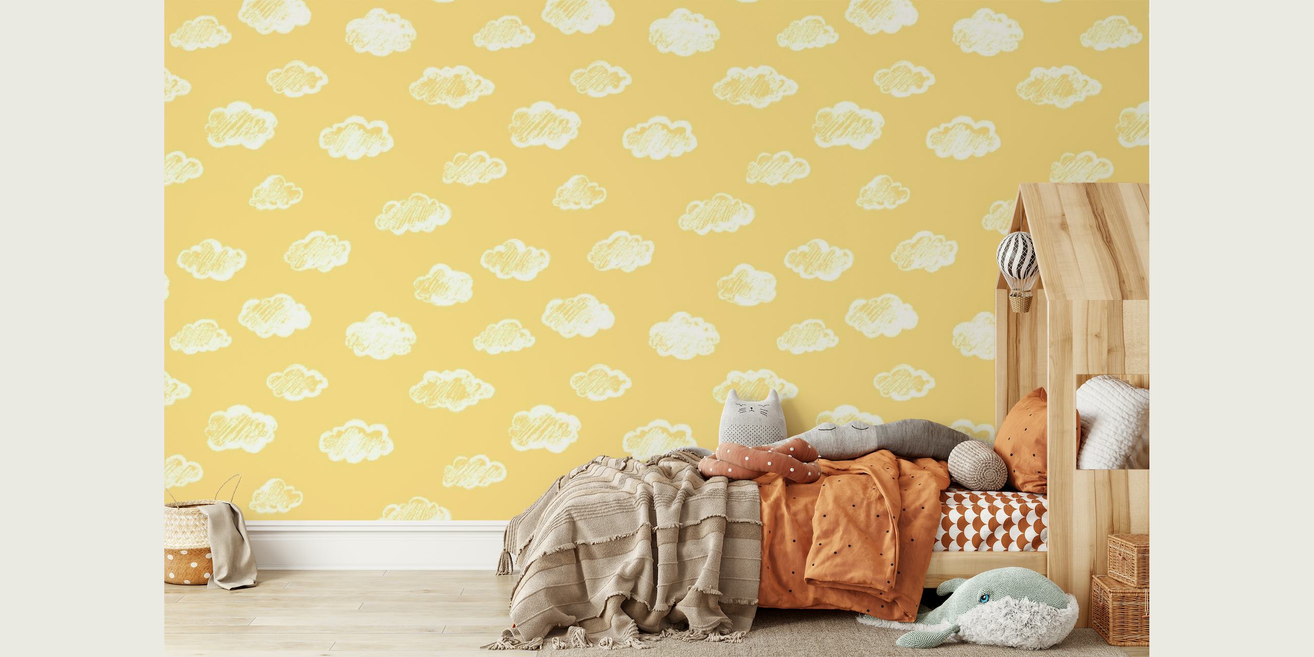 Chalk Clouds On Yellow behang