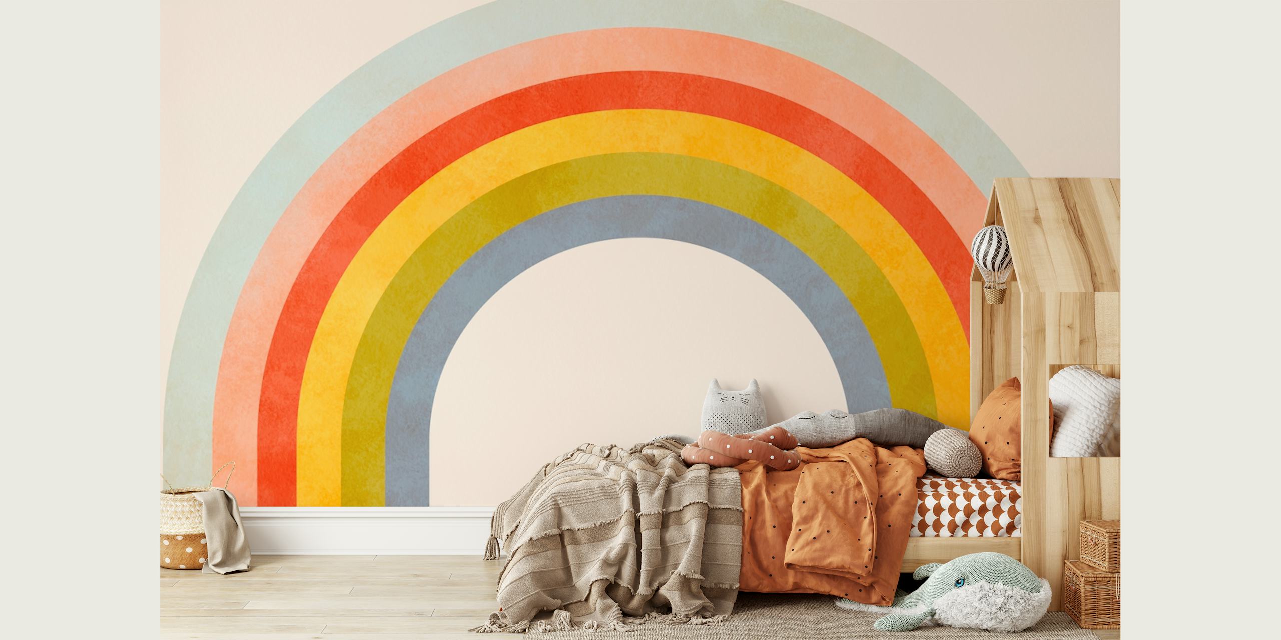 Design della carta da parati Happy Rainbow in una stanza